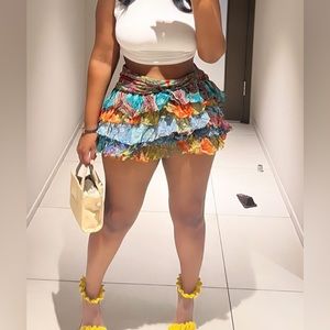 ZARA Skirts | Woman PATCHWORK SKIRT WITH RUFFLES